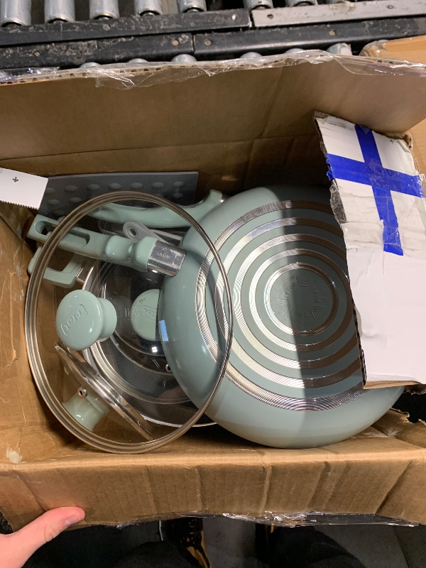 Photo 1 of (used) T-Fal Refresh Ceramic Nonstick Cookware Set, Oven Safe Up to 350ºF, 12-Piece, Includes Stockpot, Griddle, Frying Pans, Utensils