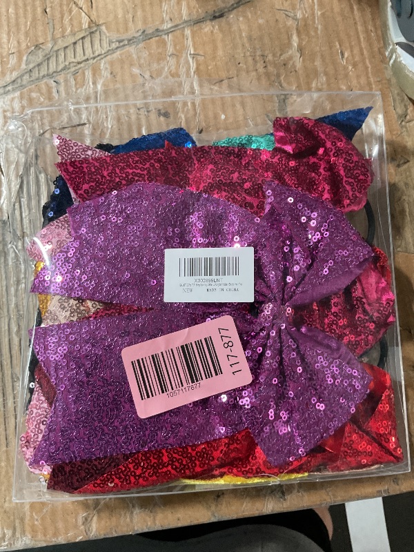 Photo 1 of (partial set) CÉLLOT 12PCS 8" Sequin Glitter Cheer Bows, Large Sparkly Cheer Hair Bows for Girls Cheerleading Team Sports, Competition Cheerleader Bows Ponytail Holder