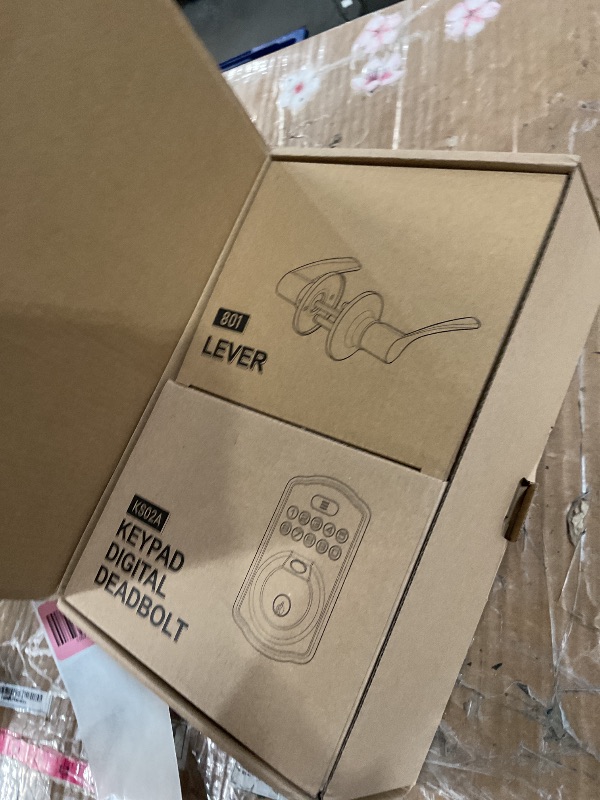 Photo 1 of ***(PARTS ONLY/ MAJOR DAMAGE/ NON FUNCTIONAL)***Veise Fingerprint Door Lock with 2 Lever Handles - Keyless Entry Door Lock, Electronic Keypad Deadbolt, Digital Smart Code & Front Handle Sets, Auto-Locking, Easy Installation, Matte Black