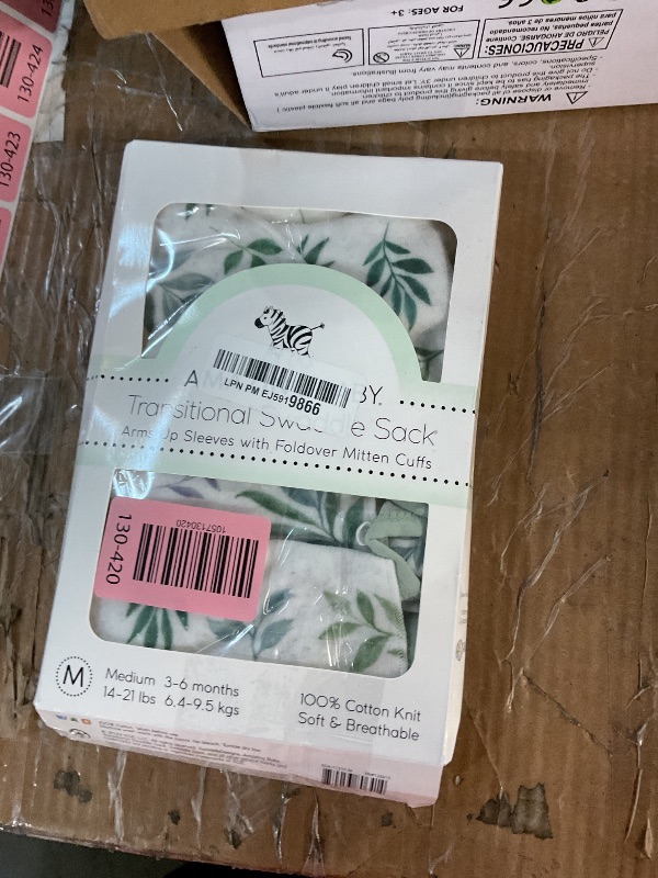Photo 1 of ***(HEAVILY USED/ MINOR DAMAGE)***Amazing Baby Transitional Swaddle Sack, Arms Up Half-Length Sleeves & Mitten Cuffs, Swaddle for Newborn Transition to Baby Sleep Sack Wearable Blanket, Med, 3-6 mo, 14-21 lb, Little Watercolor Roses