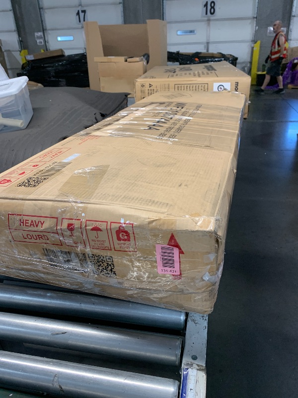 View 3 of ***Fabric, not wood***STOCK PHOTO FOR REFERENCE ONLY***
AMERLIFE King Size Solid Wood Bed Frame with Headboard, Minimalist Platform Bed with Wooden Slats Support/No Box Spring Needed/Easy Assembly, Natural