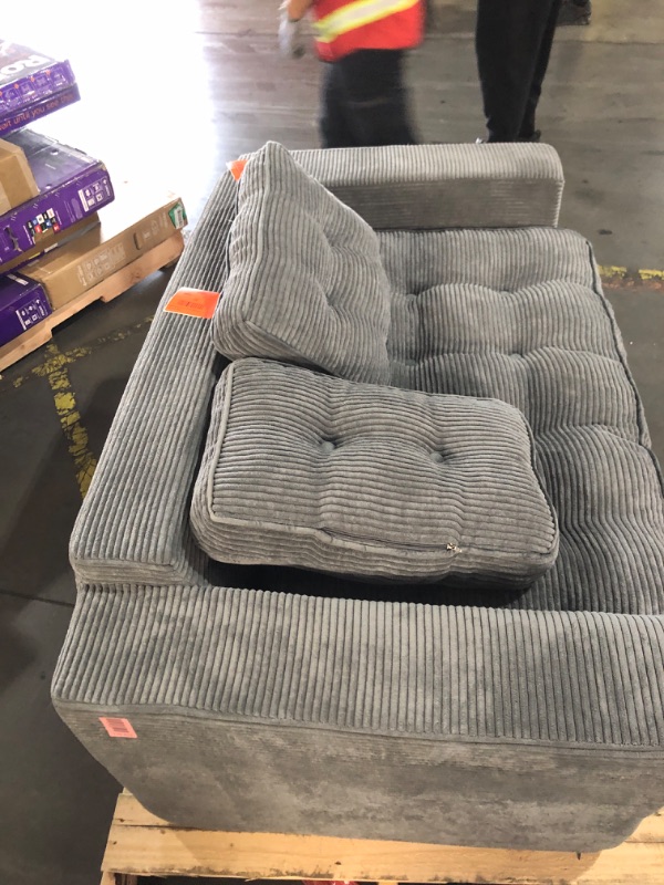 Photo 1 of ***STOCK PHOTO FOR REFERENCE ONLY******Oversized Chaise Lounge Indoor, Modern Plush Faux Fur Fabric Deep Seat Boneless Memory Foam Sleeper Chaise Lounge Sofa Chair with Pillows for Living Room Bedroom Studio, No Assembly Couch, Grey