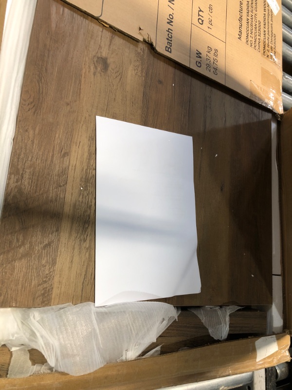 Photo 1 of ***FACTORY SEALED - OPENED FOR INSPECTION*** LINSY HOME Farmhouse Coffee Table with Storage, Wood Coffee Table for Living Room, Open Display Area and Storage Drawers with Metal Handles, Chic Style with Curved Base, Brown