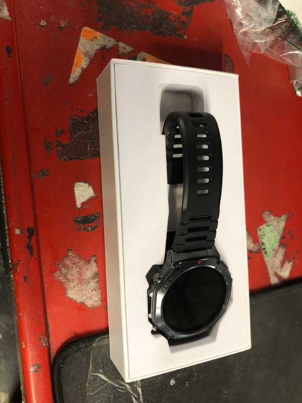Photo 1 of **MISSING CHARGER** Military Smart Watch for Men Built-in GPS with LED Flashlight Compass, 1.43" AMOLED Display 5ATM Waterproof Fitness Tracker with Heart Rate/Sleep/Blood Oxygen, Watches for Android/iPhone, Black