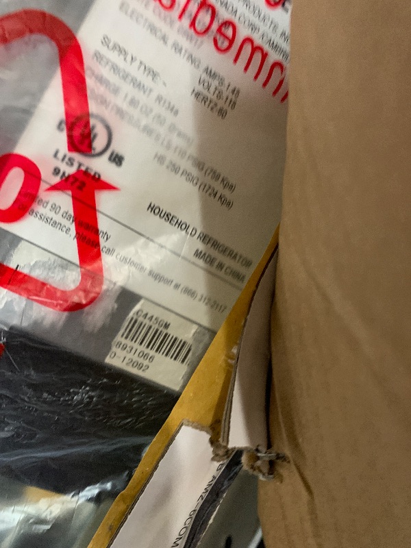 Photo 1 of ****SERIAL NUMBER RIPPED***
Frigidaire Compact Fridge, 4.5 Cubic Feet, Stainless Steel