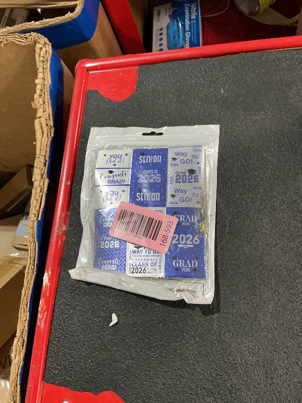 View 2 of ** some of the sticker pages are damaged **
Outus 90 Pcs Graduation 2026 Decoration Label Sticker - Congrats Grad Mini Candy Bar Wrapper Class of 2026 Party Supplies for High School College Nursing Grad, Candy Not Included (Blue and White)