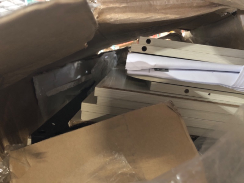 Photo 1 of ***MISSING PARTS***
DWVO Queen Size Bed Frame with Bookcase Headboard and 4 Storage Drawers, RGB LED Bed Frame with Type-C & USB Charging Station Storage Headboard Bed, No Box Spring Needed, Noise Free, Antique White