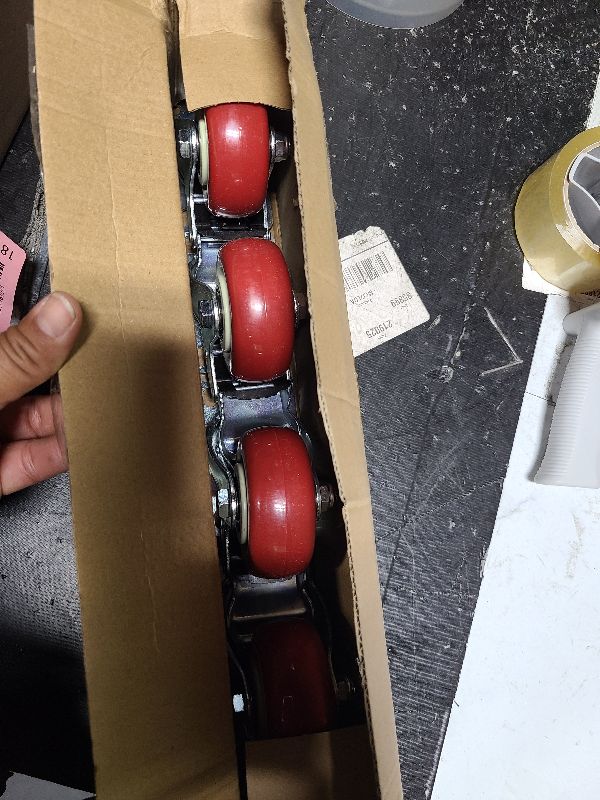 Photo 1 of 3 Inch Industrial Heavy Duty Swivel Caster Wheels with Brake,Set of 4 Safety Locking Casters,Load 1600lbs,Premium Polyurethane Wheels for Table,Trailer,Saw Table,Stage Toolbox,Bed,Corn Board (Red)