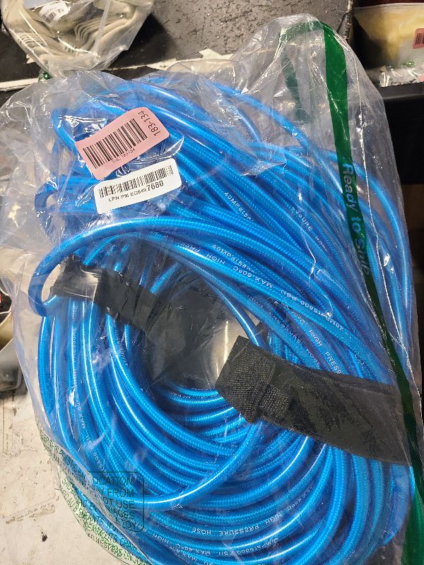Photo 1 of 200 FT Sewer Jetter Kit for Pressure Washer, 5800PSI Water Jet Drain Cleaner Hose, 1/4 Inch NPT Corner with 4 Sewer Jetting Nozzles, Pearl Corsage Pin, Waterproof Tape, Handle Strap&2 Spanner (Blue)