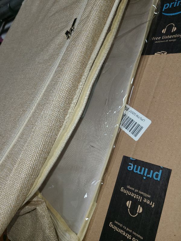 Photo 1 of 3 Opeings Large Clothes Storage Bins with Metal Frame, Foldable Storage Bin for Clothes, Clothing Storage Bins with Lid, Linen Storage Box With Clear Window? Zippers? Durable Handles.(3 Pcs,Beige,66L)