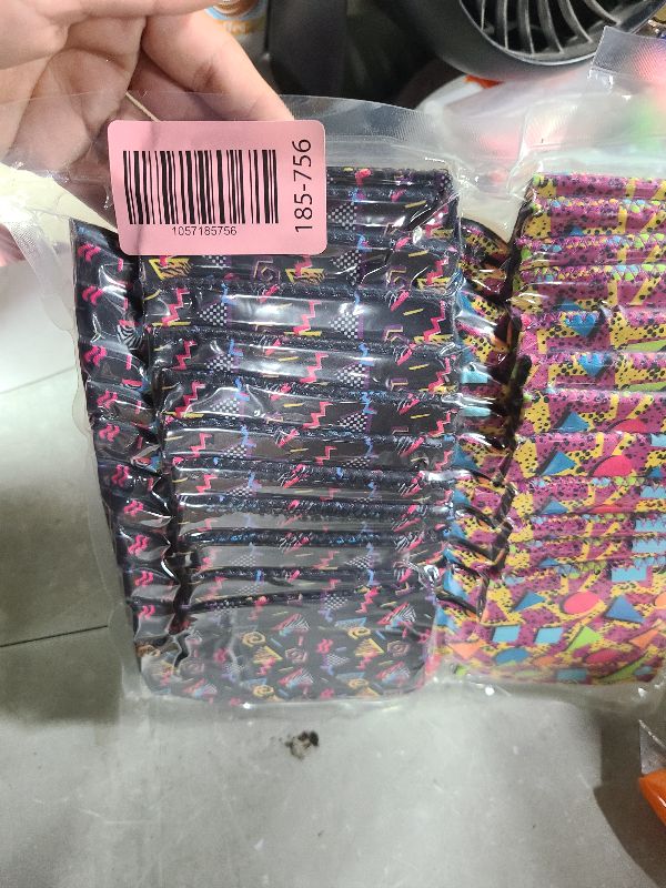 Photo 1 of 24-Piece Retro 80s 90s Vintage Can Cooler Sleeves - Memphis Fashion Neon Bottle & Can Sleeves - Party Supplies