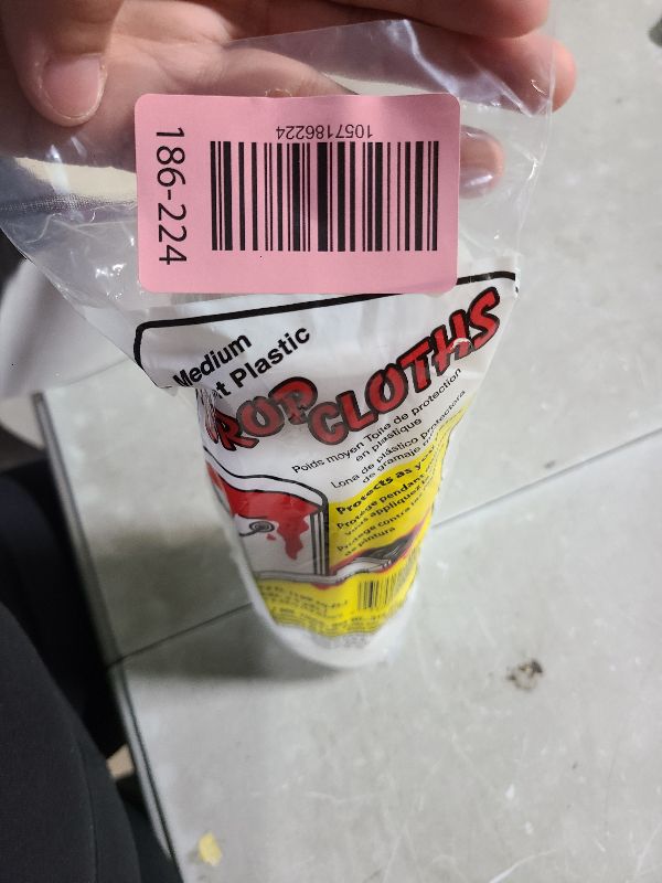 Photo 1 of 1 Mil 9' x 12' Plastic Drop Cloth