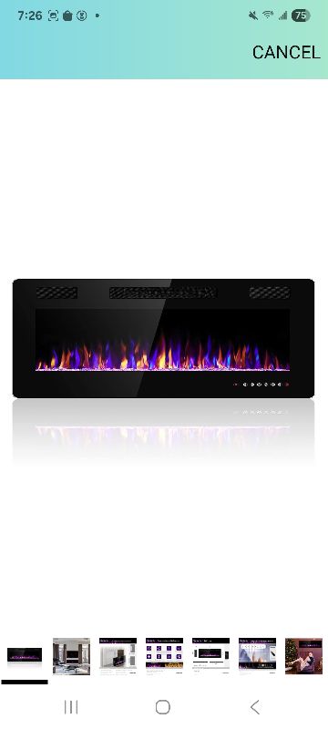 Photo 1 of 36 Inch Electric Fireplace Insert Ultra-Thin - Recessed & Wall-Mounted Fireplace Heater with Thermostat, Adjustable Flame, Remote Control - Linear with Timer, Touch Screen, 750/1500W