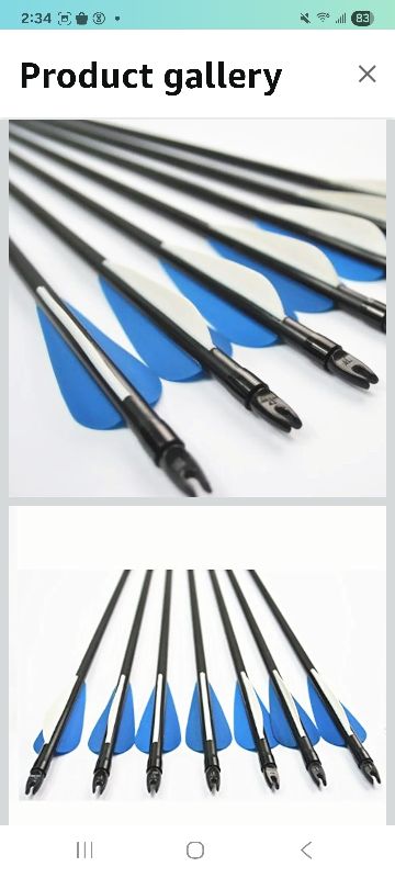 Photo 1 of 12pk Archery Hunting Fiberglass Arrows with Replaceable Targer Poits for Compound Bow and Recurve Bows