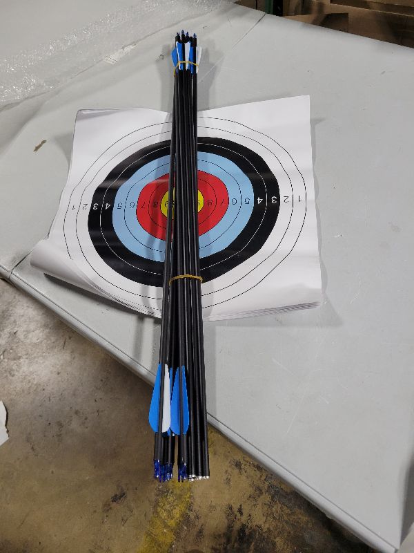 Photo 1 of 12pk Archery Hunting Fiberglass Arrows with Replaceable Targer Poits for Compound Bow and Recurve Bows