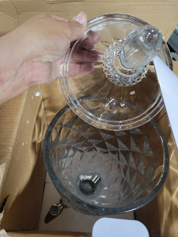 Photo 1 of 0.8 Galllon Glass Drink Dispenser for Parties with Spigot Glass Iced Beverage Dispenser with Lid Wide Mouth Beverage Server for Party Bar Wedding Decoration