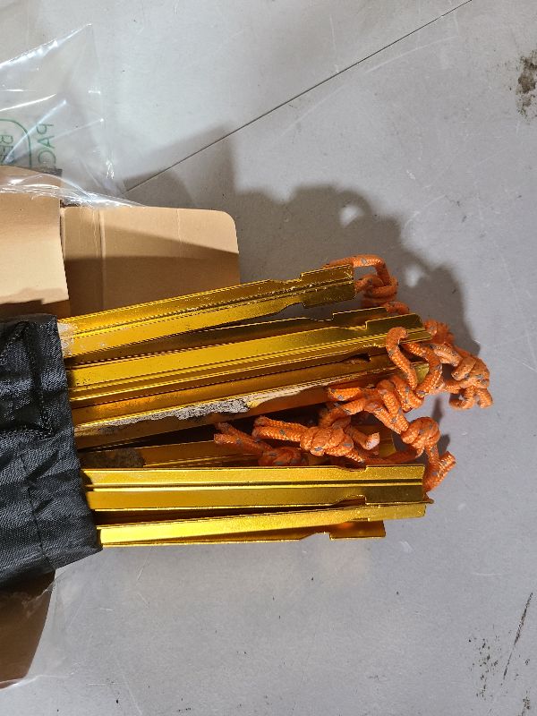 Photo 1 of 12 Pack Tent Stakes, 7075 Ground Metal Camping Aluminum Tent Pegs, Lightweight Tent Stakes Heavy Duty Spikes Camping Accessories, Orange