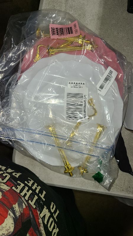 Photo 1 of 2 PCS 3 Tier Cupcake Stand Holder, Plastic Cupcake Holder Towel with Multiple Layers of Trays, Used for Cupcakes, Donuts, Fruits, Etc., White (White+Pink)