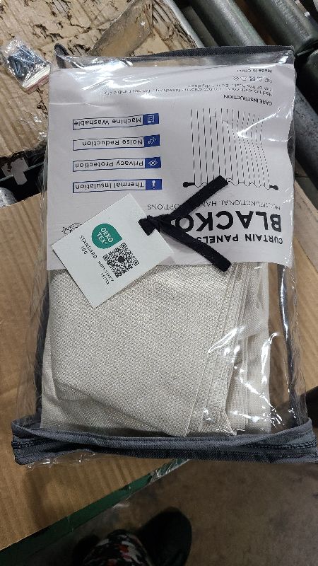 Photo 1 of 100% Blackout Shield Linen Blackout Curtains for Bedroom 84 Inches Long, Back Tab/Rod Pocket Living Room Drapes, Thermal Insulated Blackout Curtains 2 Panels Set, 50" W x 84" L, Cream