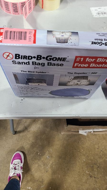 Photo 1 of Bird B Gone - Weighted Sand Bag Base (6.5 lbs) - Stabilizer for Bird Spider 360 & Repeller 360 Deterrents - Weatherproof Blue Canvas - for Boats and Docks - Portable - Installation Hardware Included