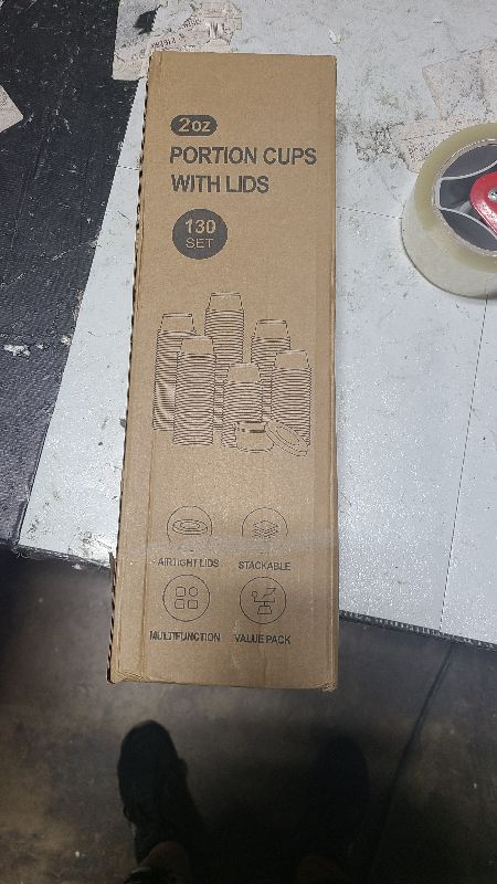 Photo 1 of [130 Sets - 2 Oz ] Black Plastic Portion Cups, Jello Shot Cups, Small Plastic Containers with Lids, Airtight Salad Dressing Container, Dipping Sauce Cups, Condiment Cups for Lunch, Party to Go, Trips