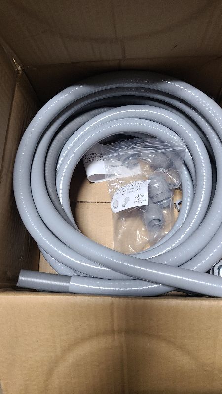 Photo 1 of (1/2" Dia * 50 Feet) Yariwiz Flexible Electrical Conduit Liquid Tight PVC Conduit Kit with 5 PCS Coupling, 3 PCS Elbow and 10 PCS Strap, Sealtight Seal Flex Liquidtight Wire Outdoor Non Metallic Grey