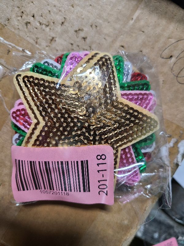 Photo 1 of 20pcs Star and Heart Iron on Patches, Multicolor Applique Patches Glitter Iron on Patches Sequin Embroidery Sew on Patches Shiny Sequins Patches DIY Accessory for Clothes Shoes Bags Hats