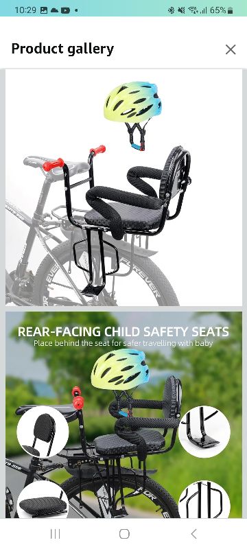 Photo 1 of 2025 New Rear Child BikeSeat, Adiustable BackrestRear Bike Seat, Foldableand Rotatable RearMounted Child Bike Seat Child Rear Seat with ThickBackrest, Suitable for MostBicycle
