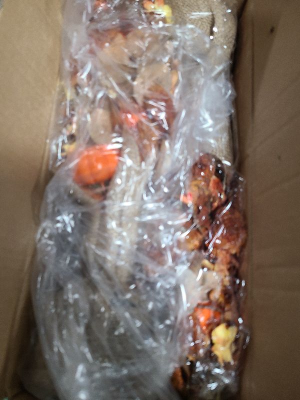 Photo 1 of 2 Pack & Timer - Lighted Fall Tree Tabletop Fall Thanksgiving Decor with 30 LED Battery Operated Artificial Eucalyptus Tree Pumpkins Floral Berry Burlap Base Fall Thanksgiving Decorations Home Indoor