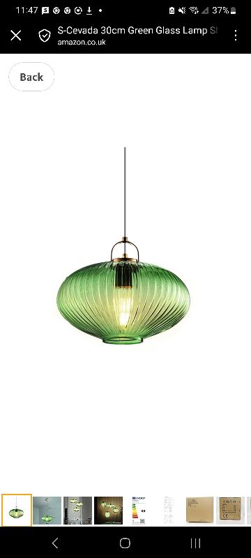 Photo 1 of 5.0 out of 5 stars
(4)
S-Cevada 30cm Green Glass Lamp Shade Pendant Light in Brass Finish, Modern Retro Loft Bar E27 Ceiling Hanging Lamp Kitchen Bedroom Salon 1-Light Chandelier