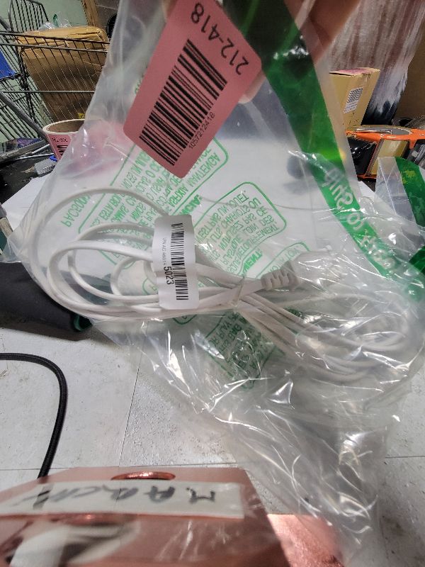 Photo 1 of 10FT White Flat and Thin 2 Prong Long Extension Cord for Indoor/Outdoor Use with Single Outlet - Ideal for Holiday Lights, Lamps, Cameras,Appliance ETL Listed (1 Pack)