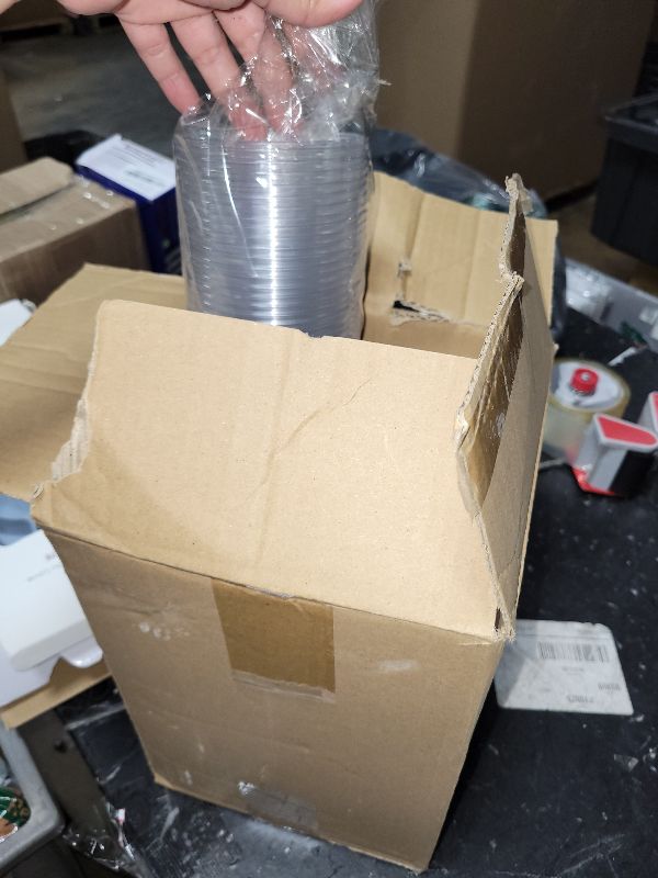 Photo 1 of 100 Pack 9 oz Clear Plastic Cups with Strawless-Sip-Lids, Disposable Cups Plastic Iced Coffee Cups, To Go Cups with Sip Through Lids for Smoothie, Milkshake, Cold Drinks for Party, Wedding, Event
