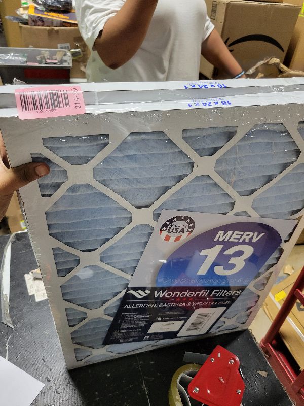 Photo 1 of 18x24x1 MERV 13 Air Filter (4-Pack) | Wonderfil Filters | Pleated HVAC Design | Perfect Fit for AC & Furnace Systems | Actual Size: 17.38" x 23.38" x 0.75"