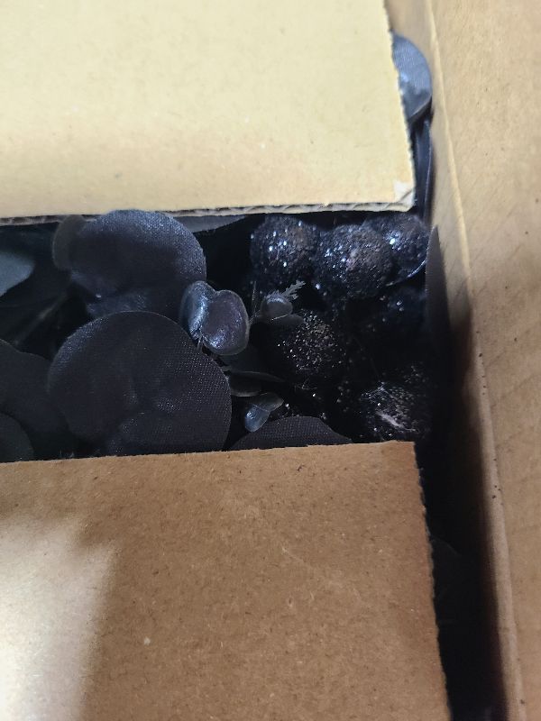 Photo 1 of [Dual Color Lighted & Timer]5.9 Ft 20 LED Halloween Garland with Purple Orange Lights, Black Eucalyptus Garlands with Roses Pumpkins Berried Twigs Halloween Decorations for Home Table Mantle Fireplace