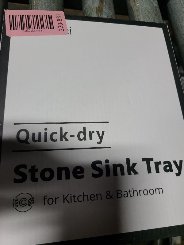 Photo 1 of 2PCS Bathroom Sink Vanity Trays, Water Absorbing Diatomite Stone Drying Soap Dish Dispenser for Kitchen Counter, Sponge Holder Mat Rack Faucet Splash Guard Caddy Organizer, Beige, 9"x3.5"