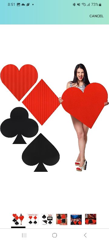 Photo 1 of
Sponsored
Brand: Simgoing
5.0
5.0 out of 5 stars
(1)
4 Pcs Jumbo Casino Playing Cards 2.17 ft Large Casino Theme Party Decorations Las Vegas Poker Themed Birthday Party Decoration for Prom Adults Game Birthday Supplies