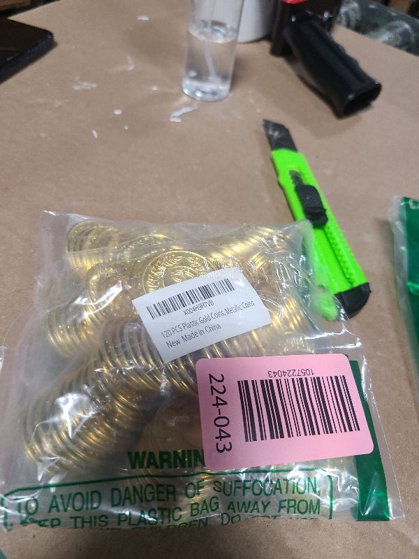 Photo 1 of 120 PCS Gold Coins, 1.4 in Plastic Gold Coins, 0.08 in Thick Fake Coins Pirate Coins Tokens Play Coins for Kids, Pirate Treasure Classroom Reward Adventure Theme Party Supplies for Pirate Party
