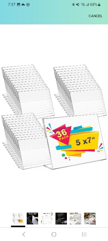 Photo 1 of 36 Pack Acrylic Picture Frame 5 x 7 Inch Display Stands Sign Holder Photo Booth Slanted Back Clear Self Standing Horizontal Stand L Shape Photo Frame for Collage Landscape Home Office Restaurant
