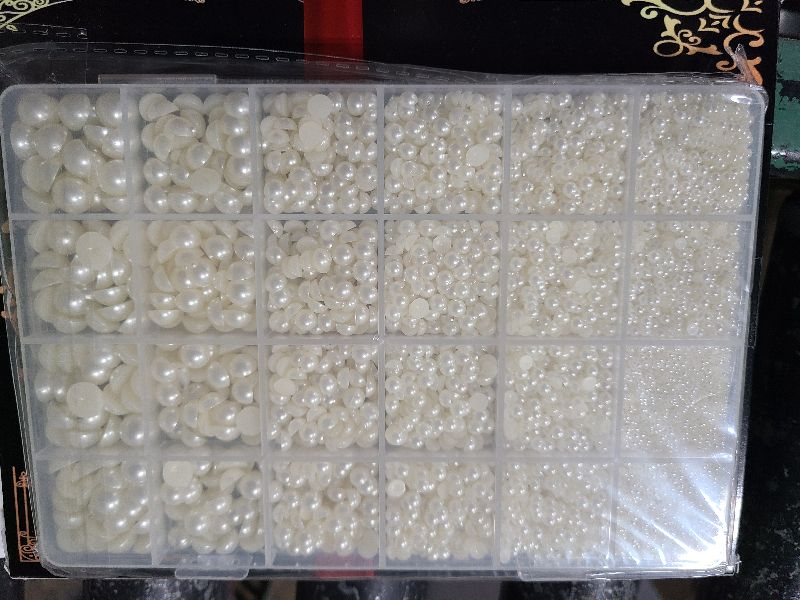 Photo 1 of 11000Pcs Flatback Pearls for Crafting (Ivory White/Beige), Assorted Size 2/3/4/5/6/8/10mm Half Pearl with 3Pcs 10ml B7000 Jewelry Glue, Bedazzling Bead for DIY Crafts Clothing Tumblers Shoes Nail Art