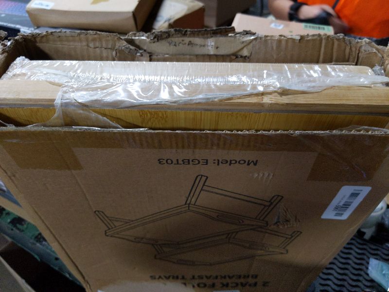 Photo 1 of 2 Pack Breakfast in Bed Tray for Eating, 16.92 x 12.6 Inch Bed Table Tray with Folding Legs & Handles, Bamboo Food Lap Trays Fits for Adult Kids Eating/TV/Surgery Recovery by Easoger. Set of 2