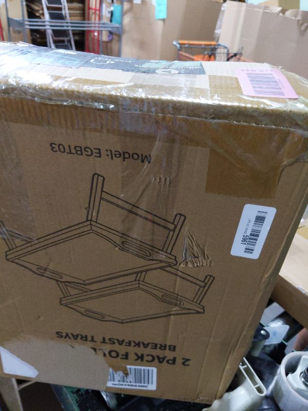 Photo 1 of 2 Pack Breakfast in Bed Tray for Eating, 16.92 x 12.6 Inch Bed Table Tray with Folding Legs & Handles, Bamboo Food Lap Trays Fits for Adult Kids Eating/TV/Surgery Recovery by Easoger. Set of 2