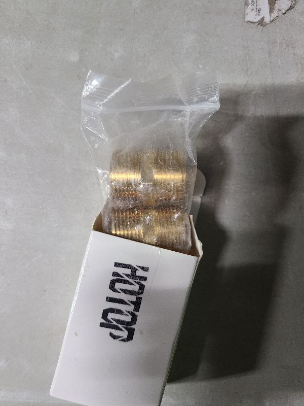 Photo 1 of 2 Pieces Brass Pipe Fitting 3/4 x 3/4 Inch NPT Brass Hex Nipple Male Pipe Adapter, Straight Connector Fitting