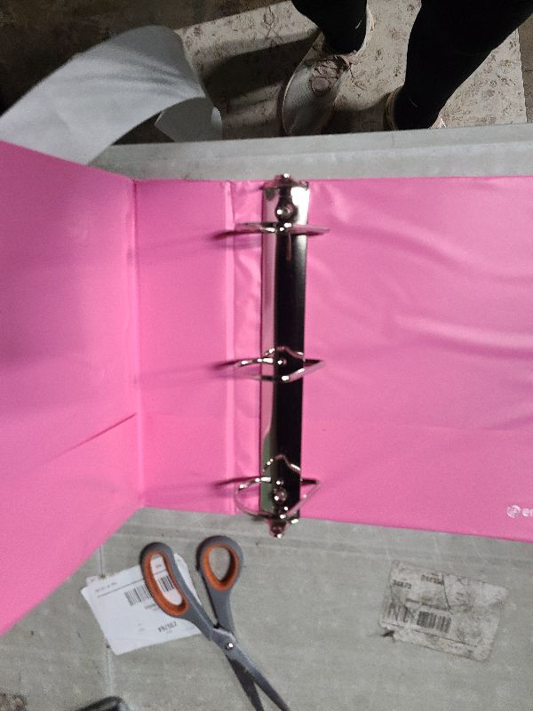 Photo 1 of 3 Inch 3 Ring Binder Pink, Slant D-Ring 3” Clear View Cover with 2 Inside Pockets, Heavy Duty Colored School Supplies Office and Home Binders – by Enday