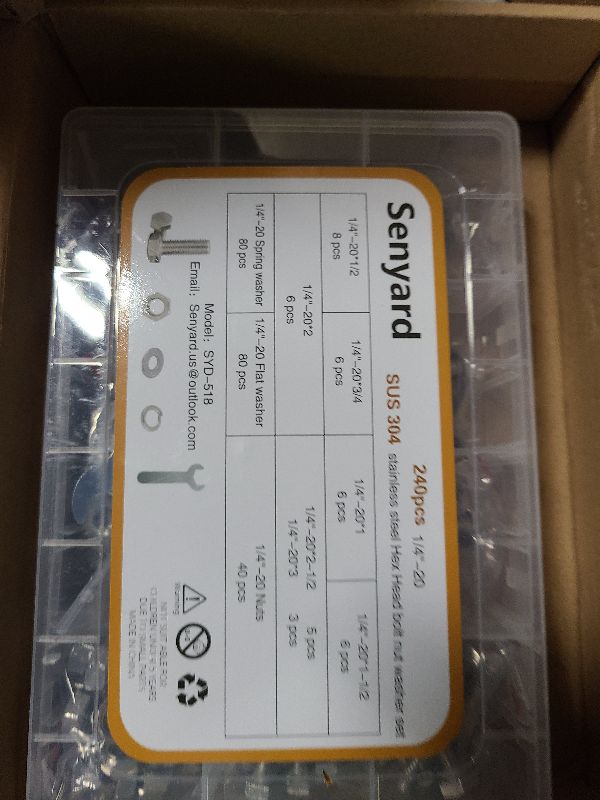 Photo 1 of 240PCS Nuts and Bolts, 1/4-20 Bolts and Nuts kit?with Lock&Flat washers?Wrenches? Hex Screws, Stainless Steel Bolts, and an Assorted Nuts and Bolts Assortment kit