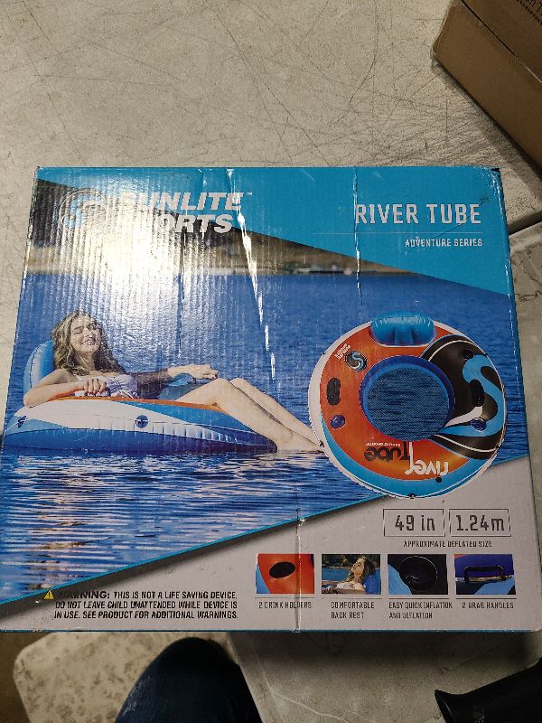 Photo 1 of 2025 New & Upgraded Sunlite Sports Heavy Duty River Tube Inflatable, Premium Water Float to Lounge Above Lake and River, Outdoor Water Raft Sport Fun, Recreational Use