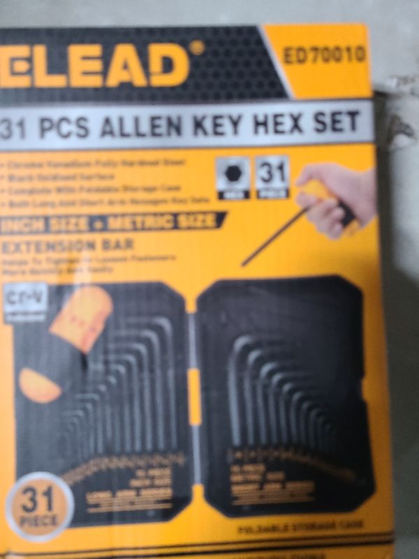 Photo 1 of 31-Piece Hex Key Set - Allen Wrench Set, SAE and Metric Allen Keys MM(0.7mm-10mm) SAE(0.028"-3/8) Heat-Treated, Torque Handle, High Leverage, Long & Short Keys, Easy Organization