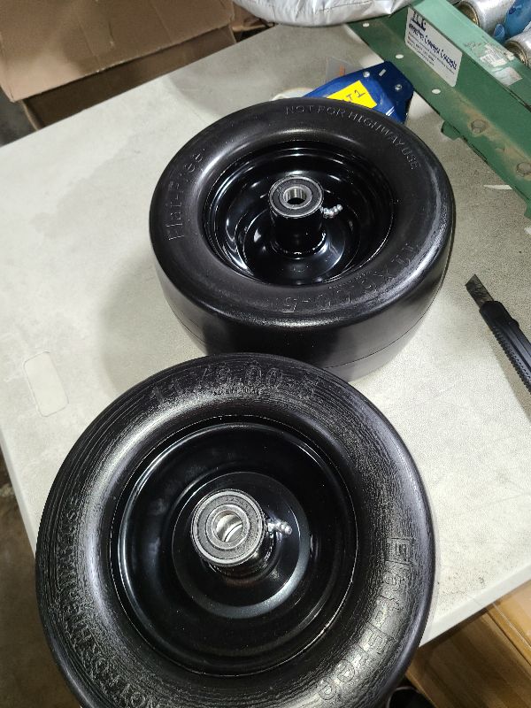 Photo 1 of 11x6.00-5 Flat Free Tire,with 3/4" or 5/8" and 1/2" Bearings, 6"- 8" Centered Hub, 11x6-5 Tires for Zero Turn Mower, Load 400lbs,Upgraded Large Bearing,More Durable