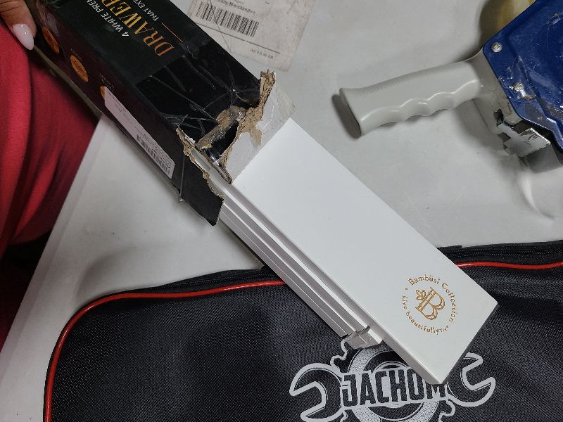 Photo 1 of 4 Pack Drawer Dividers Bamboo 2.6" High, 16-22" Adjustable Drawer Organizers for Clothes, Expandable Dresser Separators in Bedroom/Bathroom/Kitchen/Office Organization and Storage (White)