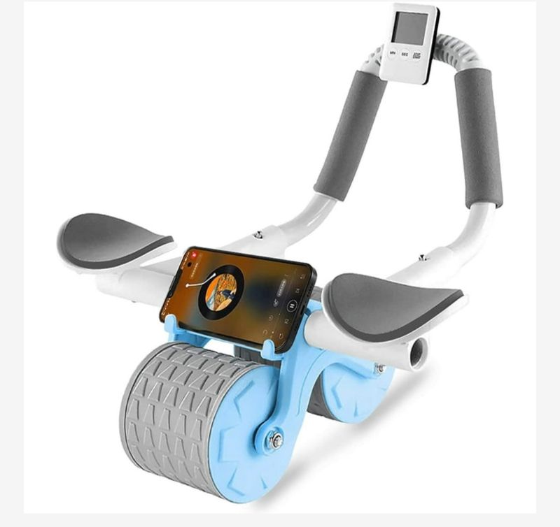 Photo 1 of 2024 New Ab Roller Wheel with Knee Mat &Timer, Automatic Rebound Abdominal Wheel, Ab Abdominal Exercise Roller with Elbow Support, Abs Workout Equipment Ab Exercise Roller for Women Men(Blue)