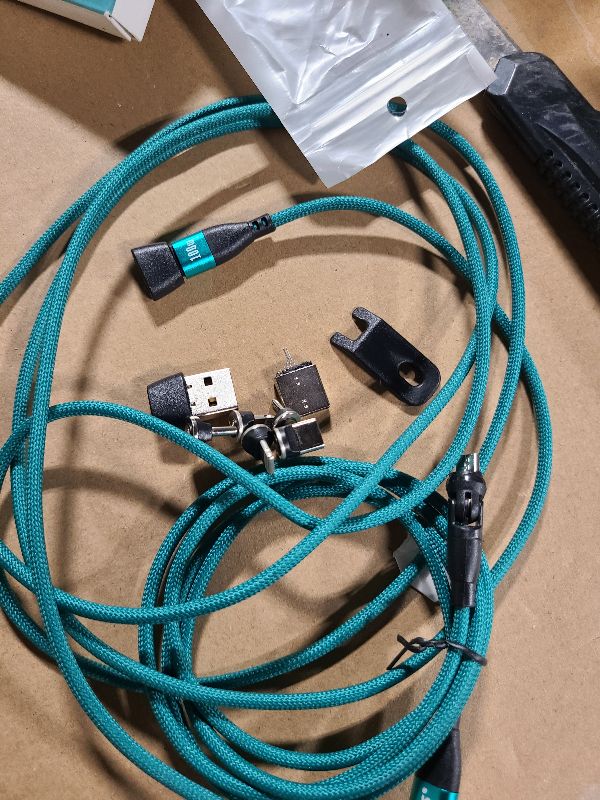 Photo 1 of 100W 540 Rotation Magnetic Charging Cable 3.3FT/6FT, Type C to Type C Cord Fast Charge Magnetic USB C Charging Cable, Magnet Charge Cord, Data Transfer Capable, Compatible with All Devices (Green)